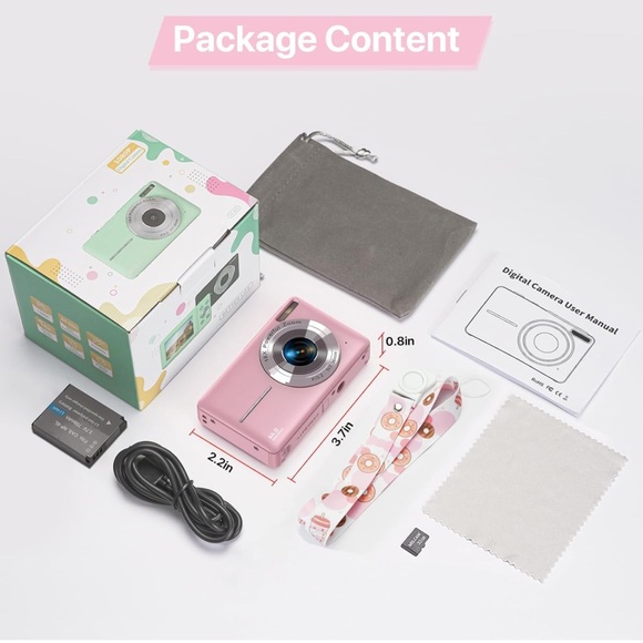 Digital Camera, FHD 1080P with 32GB SD Card 16X Digital Zoom - Pink - Picture 4 of 9